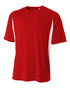 A4 Cooling Performance Color Blocked Short Sleeve Crew, Sizes 2XL-4XL (N3181), Color 'Scarlet/White'